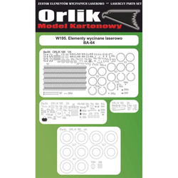Orlik W195 Elementy wycinane laserowo do modelu kartonowego Orlik 195 Ba-64B