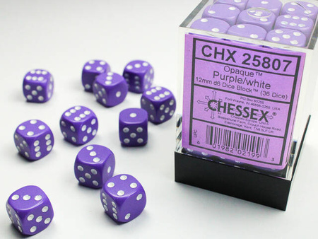 Kości 36xD6 Chessex 25807 Matowe fioletowe / białe oczka
