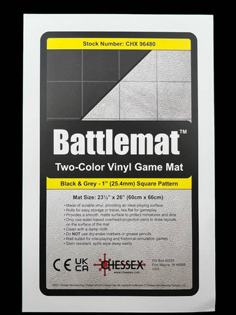 Mapa RPG Chessex CHX 96480 Battlemat 1" Reversible Black-Grey Squares zmywalna czarna/szara 60x66 cm