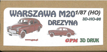 GPM 3D-H0-96 Warszawa M20 Drezyna model z druku 3D do sklejenia i pomalowania