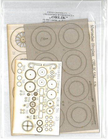 Orlik W184 Elementy wycinane laserowo do modelu kartonowego Mercedes Simplex z 1904 roku