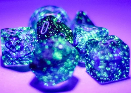 Kości zestaw RPG Chessex 22557 Nebula Nocturnal / Turquoise Mega-hedral świecące w ciemności