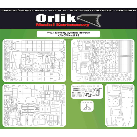  Orlik W193 Elementy wycinane laserowo do modelu kartonowego Orlik 193 Kamow Ka-27 PS