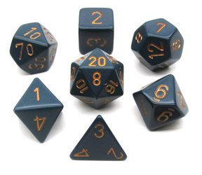 Kości zestaw RPG Chessex 25426 Opaque Dusty Blue w/Copper