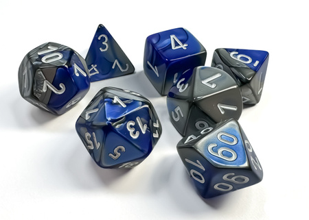 Kości zestaw RPG Chessex 26423 Gemini Blue-Steel/white Polyhedral