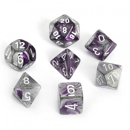 Kości zestaw RPG Chessex Purple-Steel/White