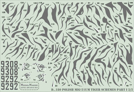 ModelMaker D48180 Polish MiG-21UM Tiger Shemes part I zestaw kalkomanii w skali 1:48