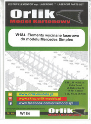 Orlik W184 Elementy wycinane laserowo do modelu kartonowego Mercedes Simplex z 1904 roku