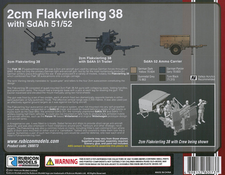 Rubicon Models 280073 2cm Flakvierling 38 z przyczepą SdAh 51/52 & Crew