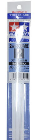 Tamiya 70129 Plastic Beams 2mm Square (10 pcs.) zestaw profili o przekroju kwadratowym polistyrenowych