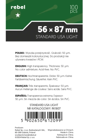 Koszulki ochronne 56x87 mm Rebel Crater Standard USA Light
