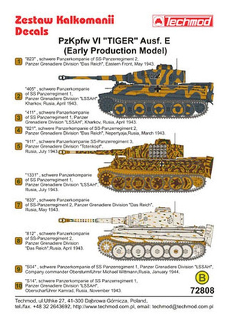 Techmod 72808 PzKpfw VI "Tiger" Ausf.E (Early Pr.)