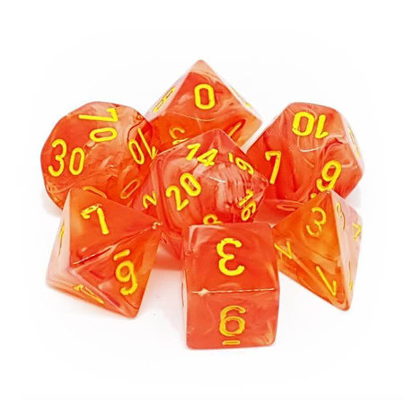 Kości zestaw RPG Chessex Ghostly Glow Orange w/yellow