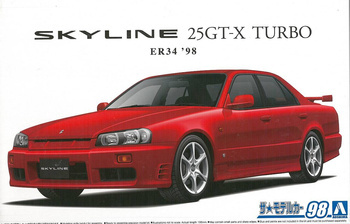 Aoshima 05750 Nissan Skyline ER34 '98 25GT-X Turbo model plastikowy do sklejenia i pomalowania