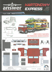 Model kartonowy STAR C200 z naczepą do przewozu samochodów
