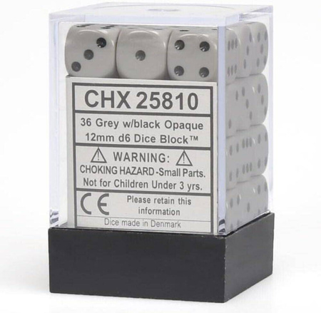 Kości zestaw 36xD6 Chessex 25810 Opaque Dark Grey w/ black