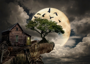 Puzzle 1000 el. Enjoy 1614 A Log Cabin on a Cliff