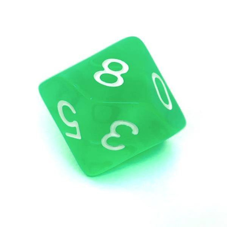 Kości zestaw RPG kryształ jasnozielone białe cyfry (Rebel)