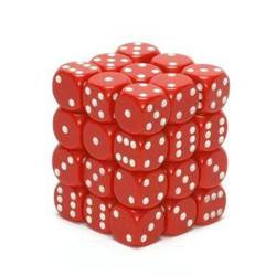Kości 36xD6 Chessex 25804 Matowe Czerwone / białe oczka