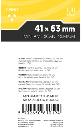 Koszulki ochronne 41x63 mm Rebel Lyra Premium Mini American Premium