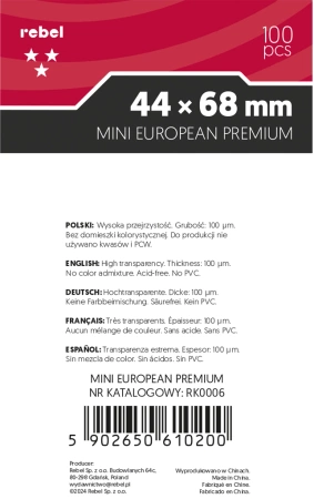 Koszulki ochronne Rebel 44x68 mm Mini European Ara Premium