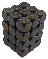 Kości 36xD6 Chessex 25828 matowe Czarne / złote oczka