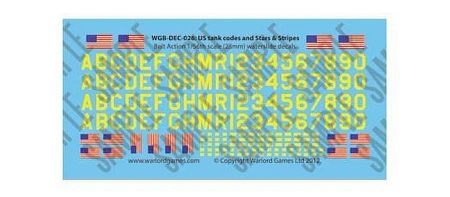 Kalkomania Bolt Action WGB-DEC-026 US Tank codes and Stars & Stripes