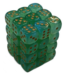 Kości 36xD6 Chessex 23802 Borealis jasna zieleń / złote oczka