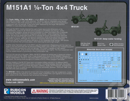 Rubicon Models 280124 US M151A1 1/4-Ton 4x4 Truck