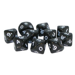 Zestaw Kości D10 Black czarne (Warlord)