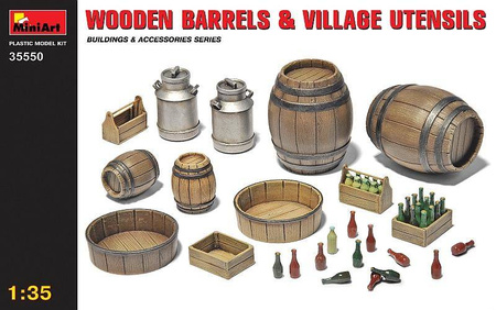 Mini Art 35550 Wooden Barrels and Village Untensil