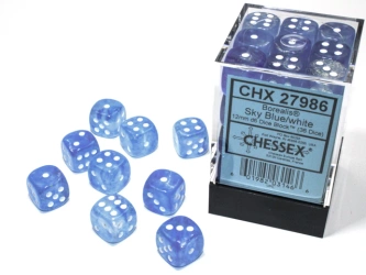 Kości zestaw 36xD6 Chessex 27986 Borealis Sky Blue w/ white