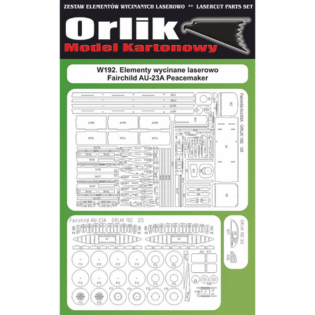  Orlik W192 Elementy wycinane laserowo do modelu kartonowego Orlik 192 AU-23 Peacemaker