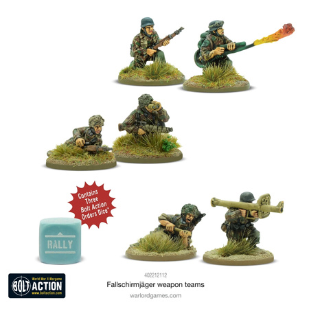 Bolt Action German Fallschirmjager Weapons Teams + 3 kości rozkazów