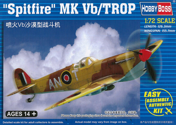 Hobby Boss 80213 Spitfire MKVb/Trop model plastikowy do sklejenia i pomalowania dla początkujących