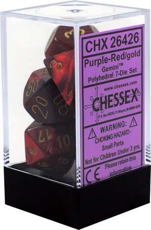 Kości zestaw RPG Chessex 26426 Gemini Purple-Red / Gold Polyhedral