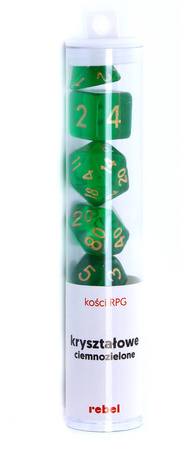 Komplet kości RPG Kryształowe Ciemnozielone