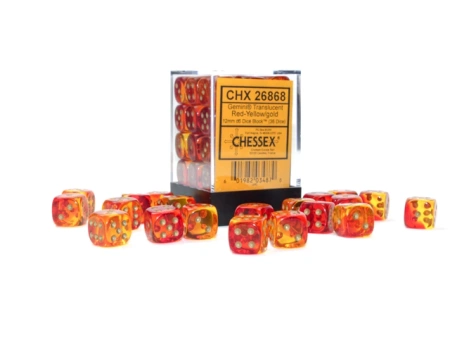 Kości zestaw 36xD6 Chessex 26868 Gemini Translucent Red Yellow w/ Gold