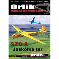 Orlik 176 SZD-8 Jaskółka ter model kartonowy do sklejenia