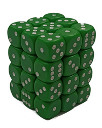 Kości 36xD6 Chessex 25805 Matowe Zielone / białe oczka