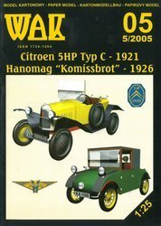 Model kartonowy WAK 5/05 Citroen 5HP Torpedo i Hanomag Komissbrot