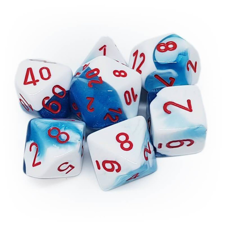 Kości zestaw RPG Chessex Gemini Astral Blue-White/red