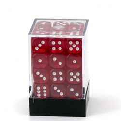 Kości 36xD6 Chessex 23804 Transparentne czerwone / białe oczka
