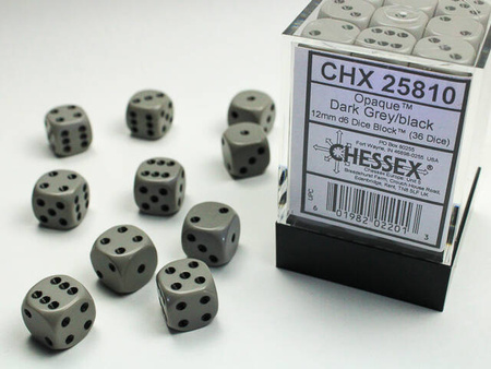 Kości zestaw 36xD6 Chessex 25810 Opaque Dark Grey w/ black