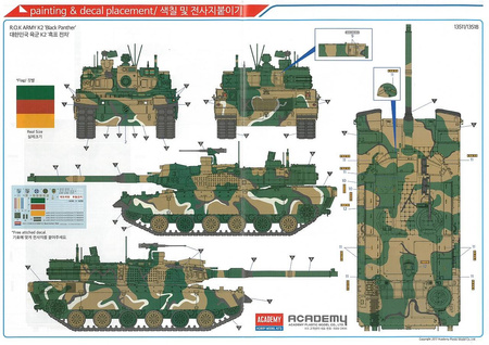 Academy 13511 K2 "Black Panther" R.O.K. Army model plastikowy do sklejenia i pomalowania