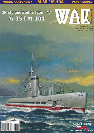 Model kartonowy WAK 2/16  Okręty podwodne typu M-XII