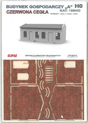 GPM 188H0 Budynek Gospodarczy "A" czerwona cegła model wycinany laserowo do sklejenia