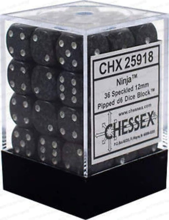 Kości zestaw 36xD6 Chessex 25918 Speckled Ninja w/ silver