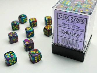 Kości zestaw 36xD6 Chessex 27850 Festive Mosaic w/ Yellow