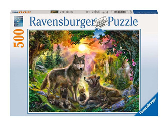 Puzzle 500 elementów Wilki Zachód Słońca (Ravensburger)